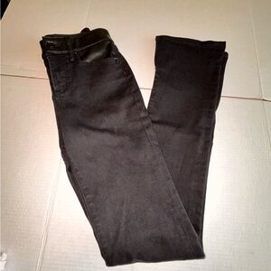 Express Jeans Women’s Mid Rise Faux Leather Waist Skyscraper Jeans Black Size OL